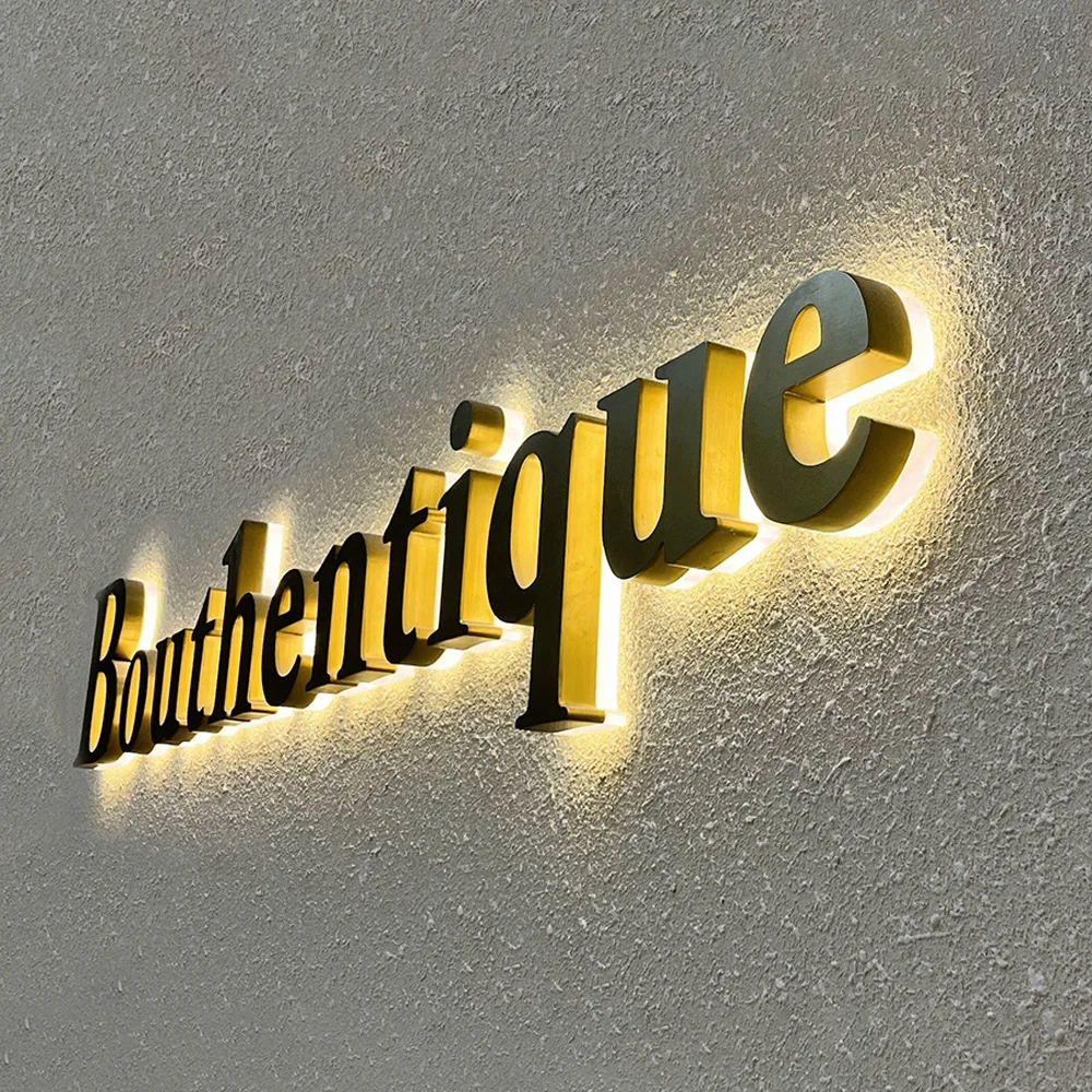 3D Led Stainless Steel Backlit Channel Letters Sign Light Wall Logo ...