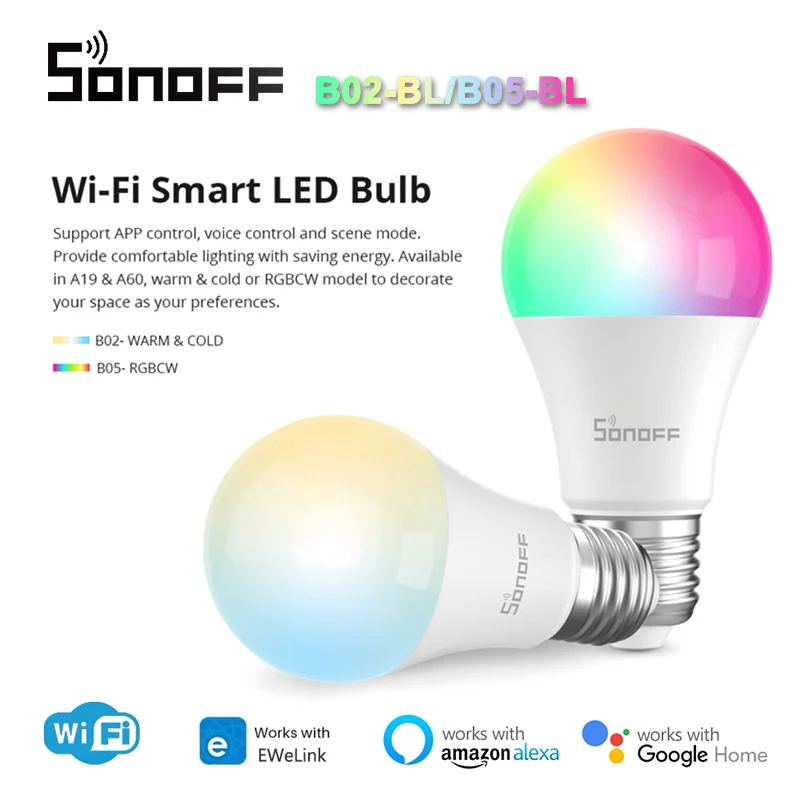 Sonoff B05/B-A60 Wifi Led Dimmer Lampadina Lampadine Intelligenti 220V-240V Lampadina Telecomando Funziona Con Alexa Google Home Alice