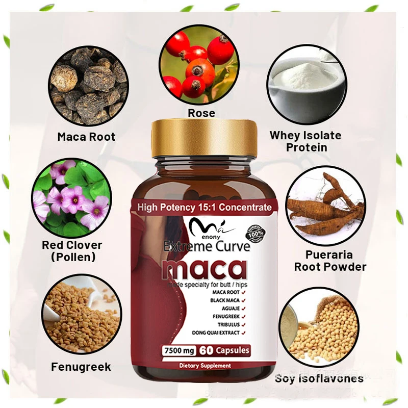 Buttock Growth Supplements 60 capsules easy to swallow increase natural curves for buttocks vegetarian