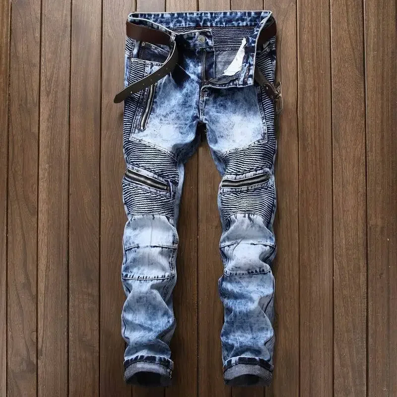 Punk Street Style Ripped Skinny Jeans Men Vintage Wash Solid Denim Trouser Mens Casual Slim Fit Pencil Denim Holes Pants men jeans ripped jeans ripped patchwork jeans