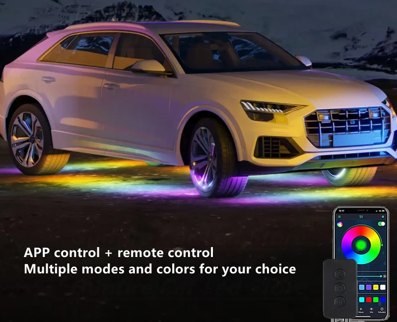 Auto Unterboden Neon Lichter Flexible LED Streifen Licht Automobil  Underglow Lampe APP Control Fließende RGB Led Umgebungs Atmosphäre Lampe -  AliExpress