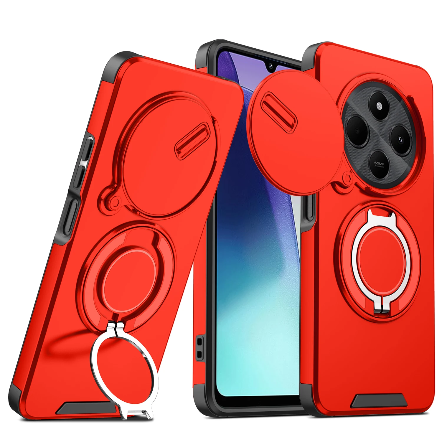 Magnetic Ring Shockproof Armor Case with Slide Camera Protection Cover