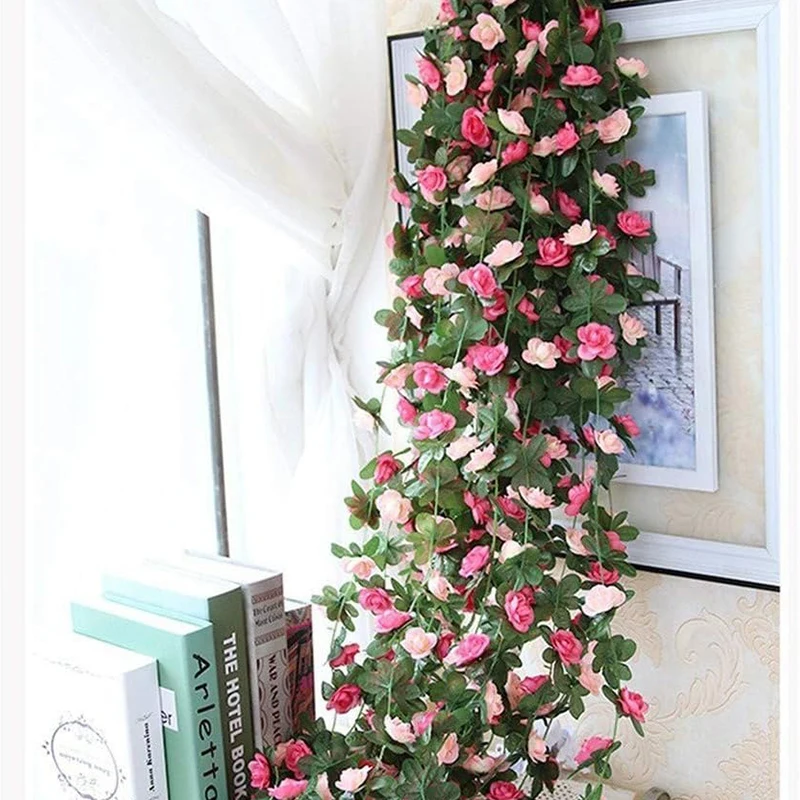 2,5 m Rose künstliche Blumen Rebe gefälschte Pflanzen für Zuhause Zimmer Garten Hochzeit Dekoration Outdoor Bogen Rattan DIY Girlande Zubehör – Detail 5