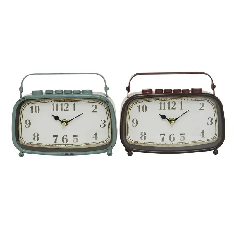 

Red Metal Retro Radio Style Clock, Set of 2