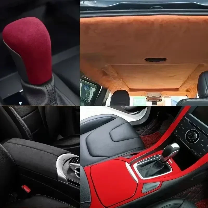 Multi Colors Self Adhesive Suede Fabric Faux Suede Adhesive Synthetic Leather for Car Interior Door Panel AB-pillar DIY Decor, self adhesive suede fabric