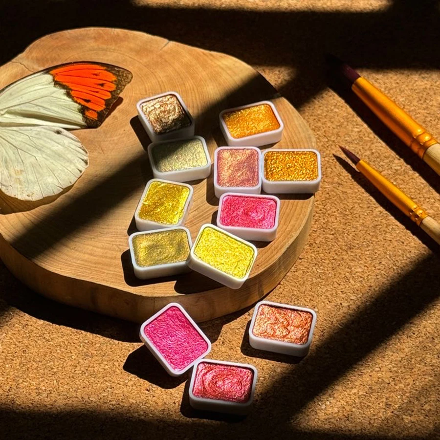 Watercolor Painting Set 12 Colors Metallic Watercolor Box