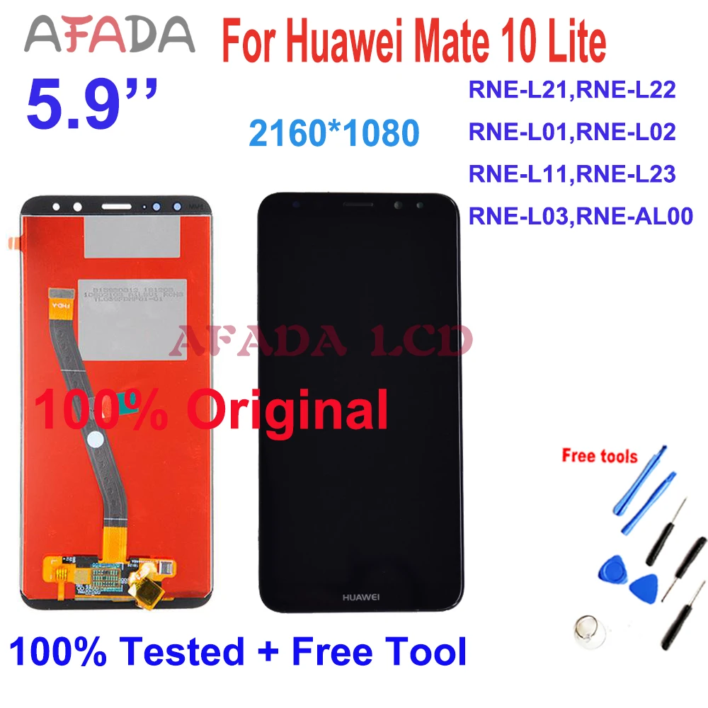 

5,9 дюйма для Huawei Mate 10 Lite, ЖК-сенсорный экран, дигитайзер в сборе, запасная деталь RNE-L21 L01 L02 L03 L11 L23 RNE-L22