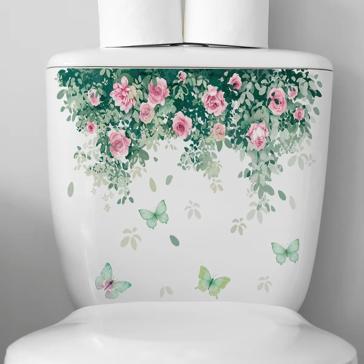 C43# Fresh Plants, Flowers, Leaves, Wall Stickers, Toilet Stickers, Bathroom Decoration Wall Stickers