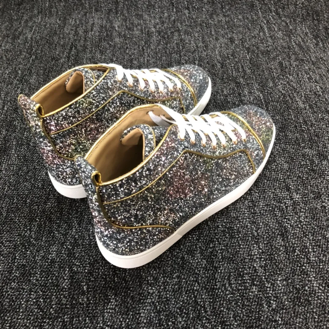 Super Brand Chentel Male Sequined Decoration Men Casual Shoes Party Shoes for Men Flats Lace-Up Sneakers Camouflage Big Size 47