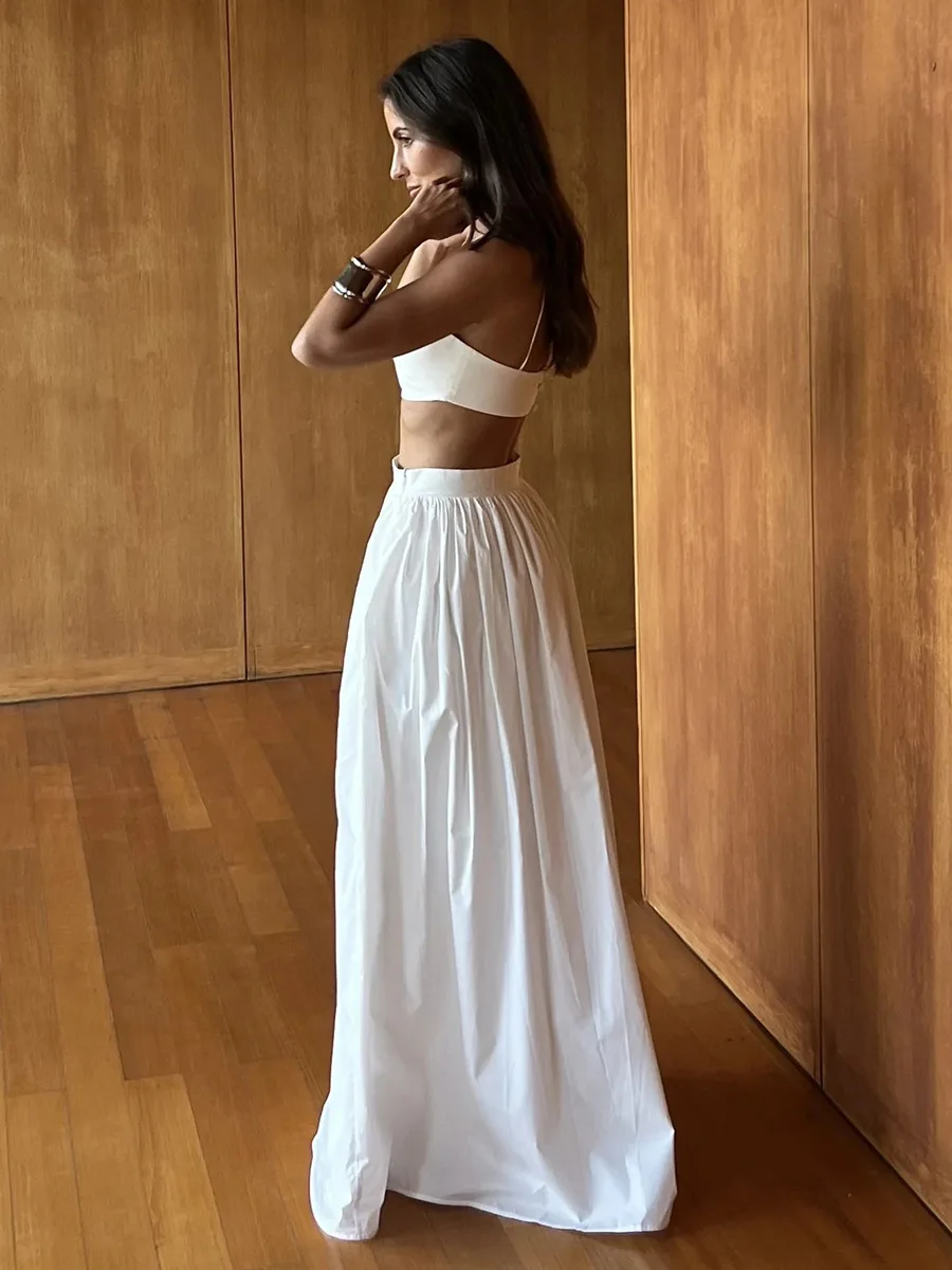 Bornladies 100% Cotton Suspender Underwear Half Long Skirt Set Summer New Beach Style Sexy Stylish Underwear Long Skirt Set