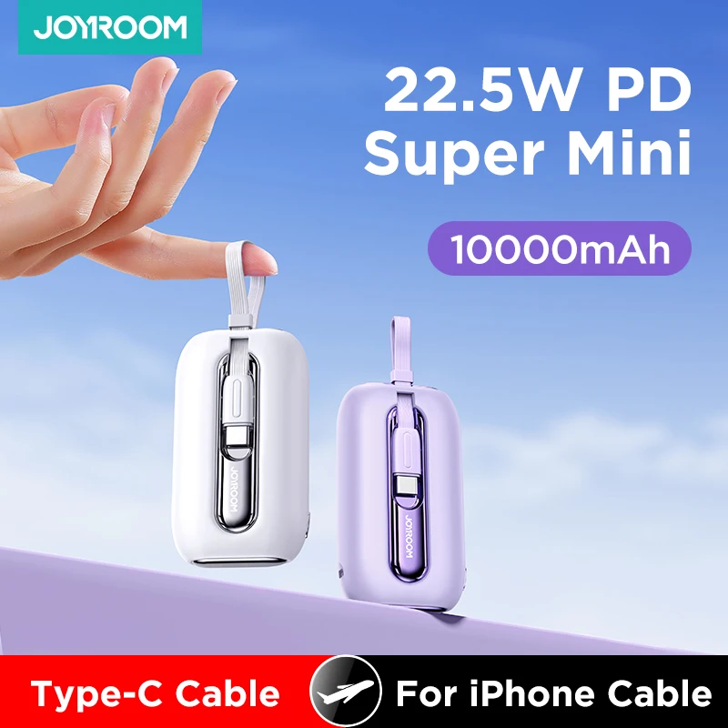 

Joyroom Fast Charging Powerbank With Type-C For iPhone Cable PD QC3.0 22.5W Charger Mini Power Bank For Samsung Xiaomi 10000mAh