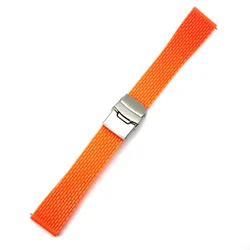 Silicone Quick Release Watch Strap with Folding Buckle - Versatile Rubber Replacement Band - 18mm (Orange)
