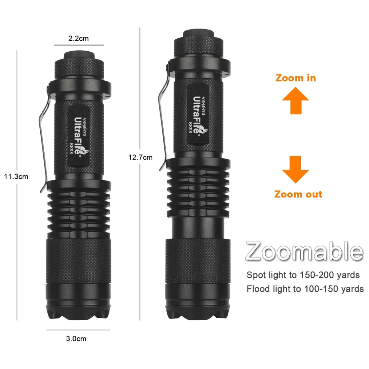 Led flashlight mini flashlight led flashlights outdoor flashlight mini led lamp UltraFire SK98 mini LED flashlight 18650 rechargeable zoomable work light 600LM 3 modes portable torch Edc pocket outdoor lamp