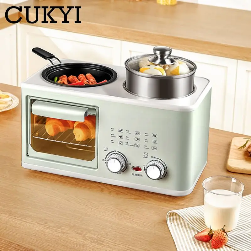 Multifunctional 4in1 Breakfast Maker 8L Mini Bake Oven Stainless Steel Cooking Pot With Steam tray Egg Boiler Food Steamer Grill 4