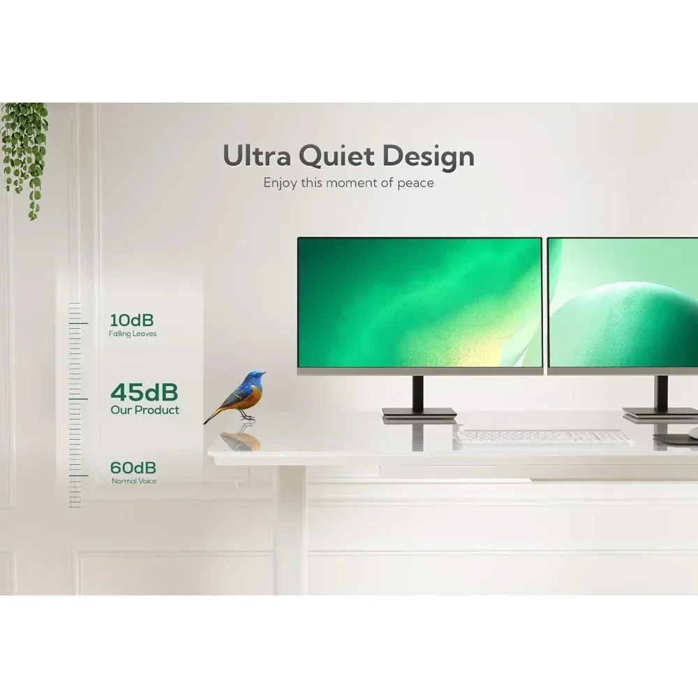 "white 55"x24" ergonomic standing desk with storage drawers for home office, quick assembly"