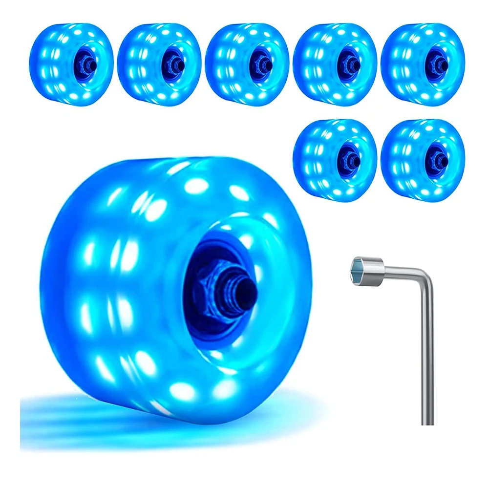 

82A Light Up Roller Skate Wheels 32 x 58mm,Skateboard Wheels and Bearings Indoor or Outdoor Luminous Skate Wheels