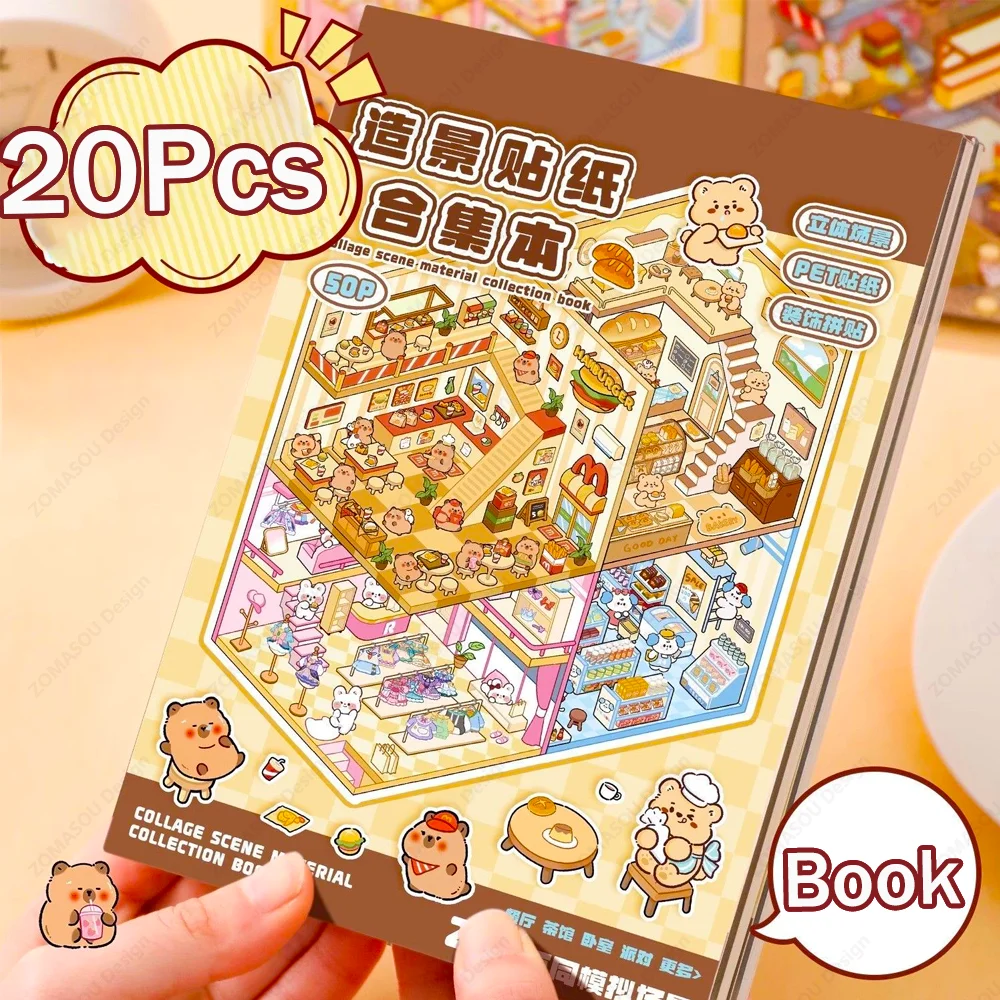 Neu! DIY 3D Landschaftsbau Aufkleber Capybara Cartoon Tasche Kabine Szene Aufkleber Buch Geburtstag Geschenk für Kind Student Großhandel
