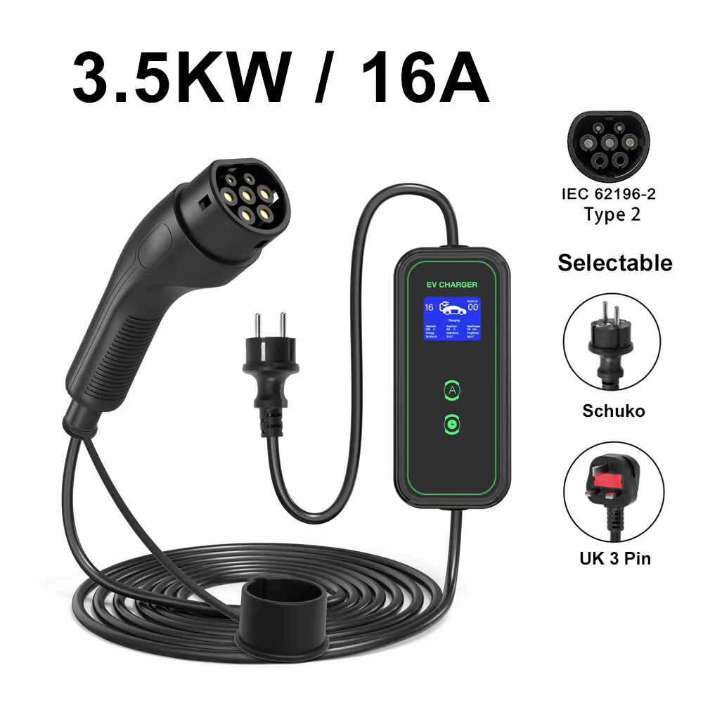 

Tesla Model 3 Electric Car with Type 2 16A Portable EV Charger and High-Speed Car Charger for Rapid Charging