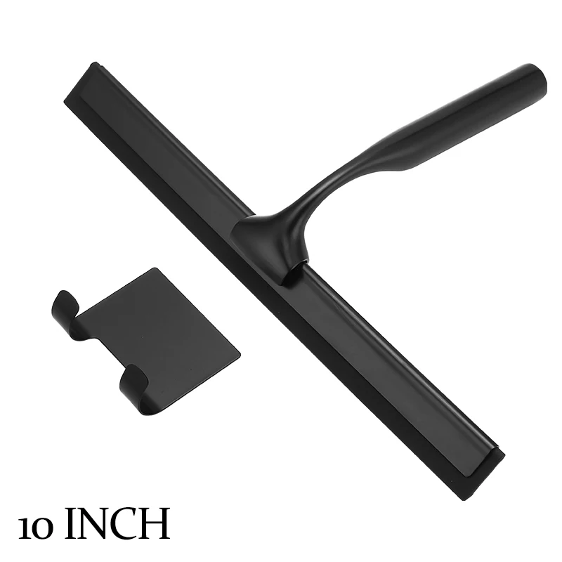 Black Rubber Scrape Silicone Shower Cleaner Stainless Steel Squeegee 10'' 12'' 14'' INCH Bathroom Kitchen Household Car Window 3