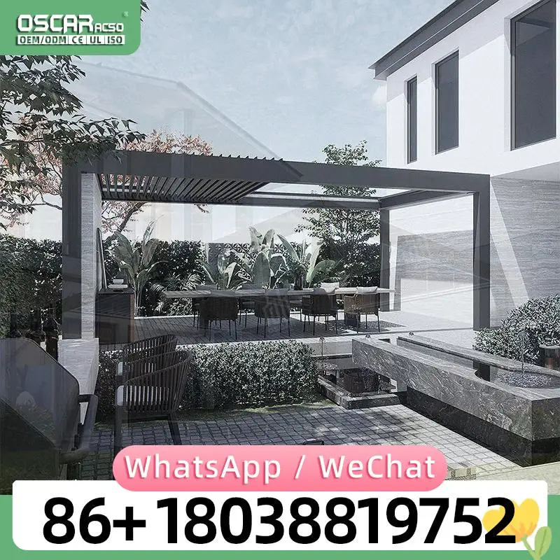 Customized Outdoor Aluminum Retractable Pergola with Zip Screen and Opening Roof for Gardens Courtyards and Backyards in US and