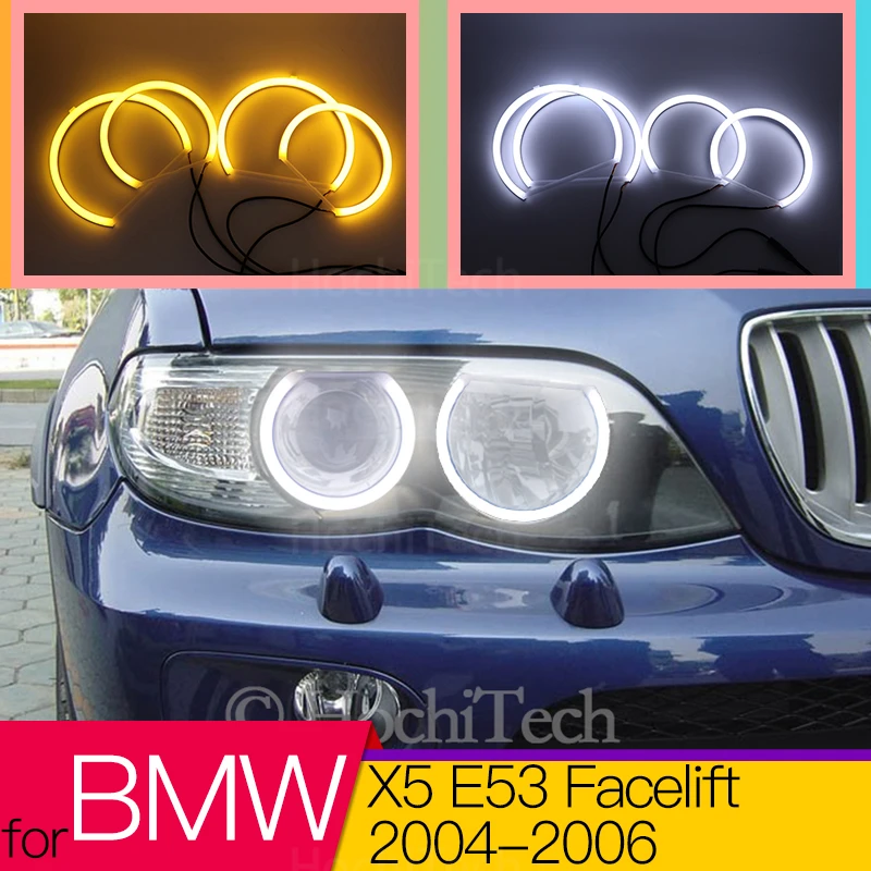 Switchback Cotton Light Led Angel Eye Halo Dual Color Per Bmw X5 E53 Lifting 2004 2005 2006