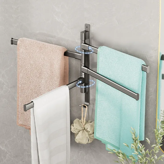 Rotatable Aluminum Bathroom Towel Rack 4