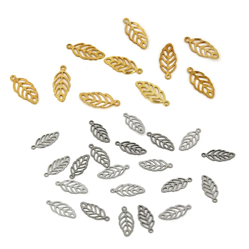 50 stücke Edelstahl Aushöhlen Blatt Charme Baum Blätter Anhänger Für Armband Ohrring Erkenntnisse DIY Schmuck Zubehör Teile