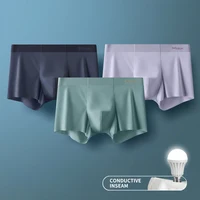 MIIOW 3 pièces glace soie sous-vêtements pour homme Boxer fibre métallique antistatique hommes caleçons sans couture ourlet hommes culottes boxeurs Shorts tronc 6