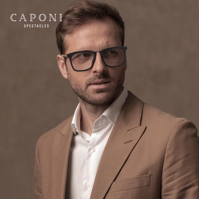 CAPONI Wooden Glasses Frame For Men Brand Designer Handmade Eyeglasses Anti  Blue Light Customized Prescription Spectacles JF7085