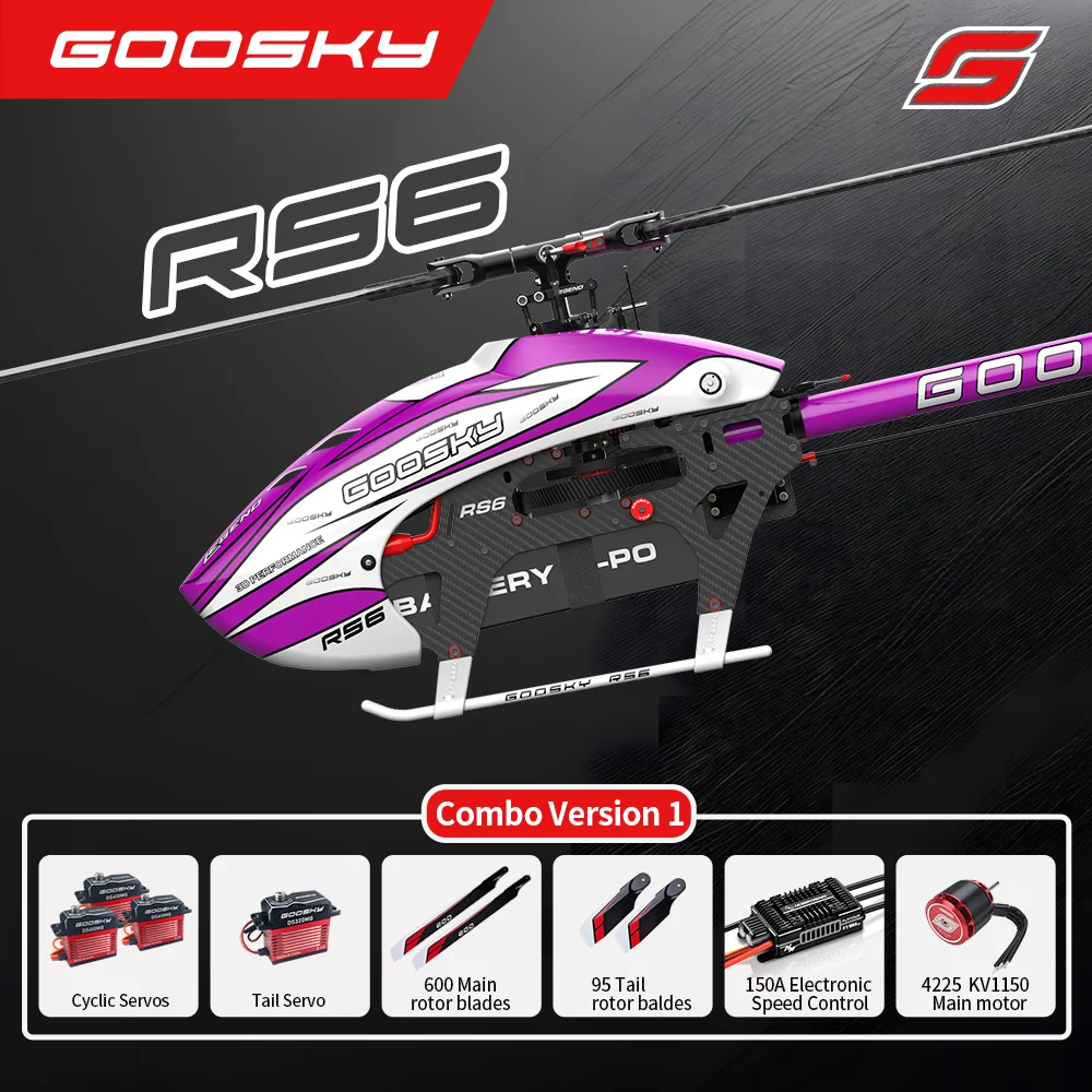GOOSKY RS6 콤보 RC 헬리콥터, 600급 에일러론리스 3D 스턴트 헬리콥터, 고정밀 로터 헤드, 전문가용 야외 RC 모델