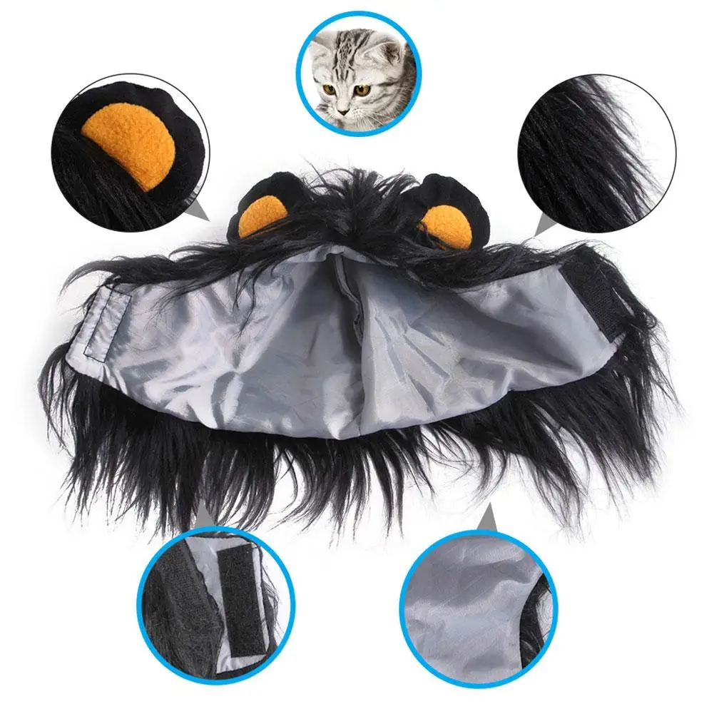 Cute Lion Mane Cat Wig Hat Pet Clothing Paired With Costumes Pet Parties Interesting Fancy Dog Role-playing Clothing G6J6