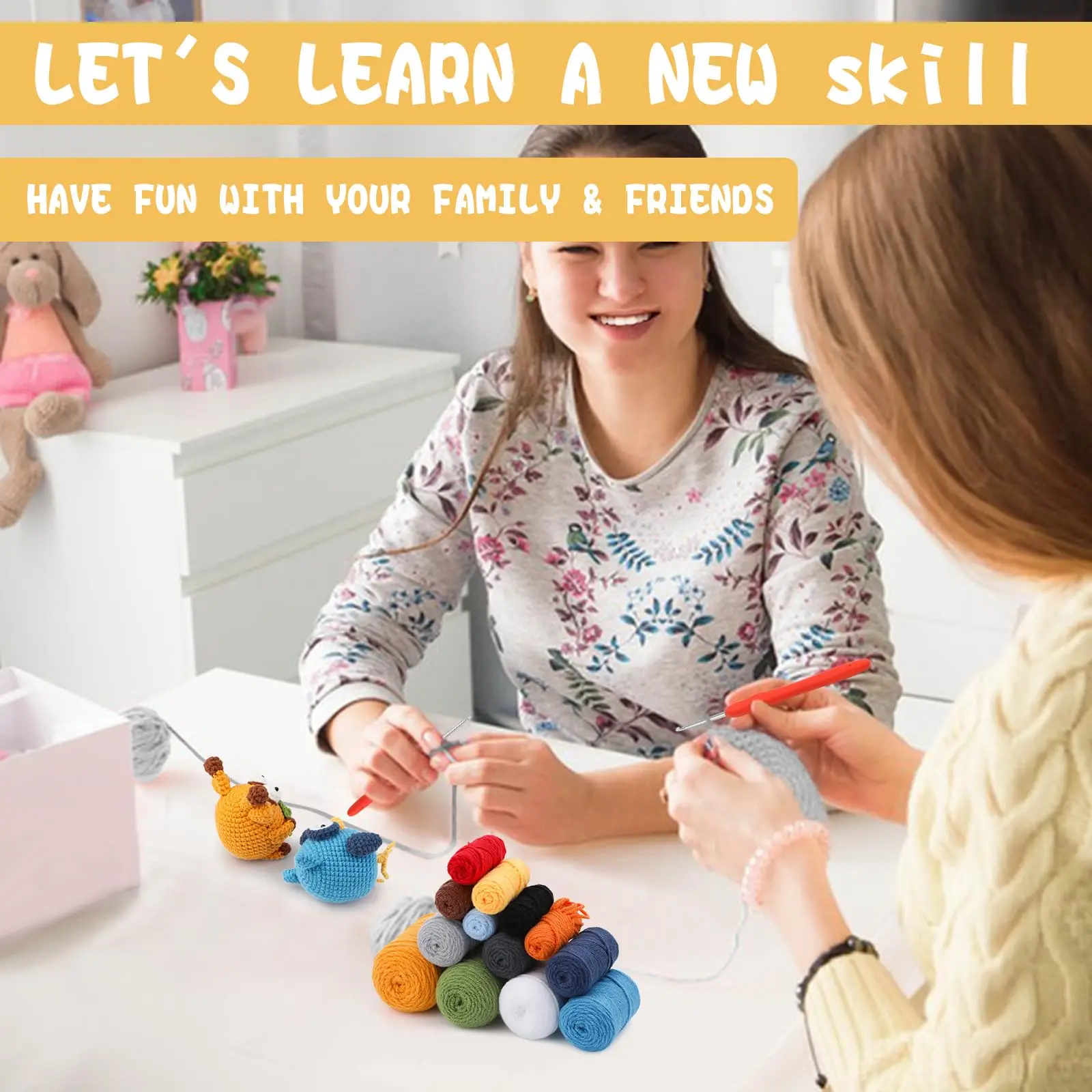 Fenrry Animals Crochet Kit Beginners Knitting Crochet Hook Extra Yarn Video Tutorials 4PCS crochet kit crochet hooks
