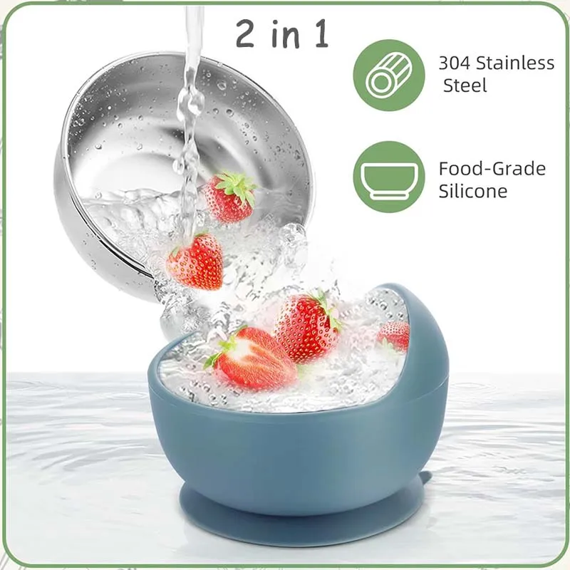 3Pcs Set Baby Feeding Bowl Spoon Stainless Steel Bowl Personalized Name Tableware For Kids Suction Cup Baby Supply baby tableware set,children feeding tray