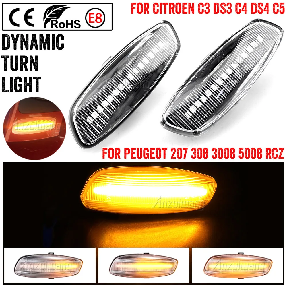 

Dynamic Flashing Led Side Marker Turn Signal Light For Citroen C4 Picasso C3 C5 DS4 Peugeot 308 207 3008 5012 Indicator Lamp