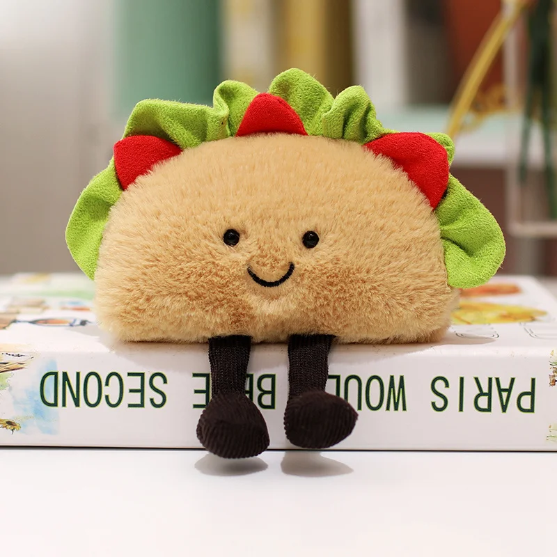 Cute Cartoon Hamburger Taco Plush Toy Kids Creative Emotion Plush Toy Soft Fluffy Stuffed Doll Kids Birthday Holiday Gifts