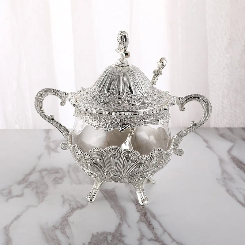 Sugar Bowl White Sugar Bowl Creative Fashion Cup Seasoning Bottle Restaurant Kitchen Golden Peacock Pattern Sugar CansTWG03 European