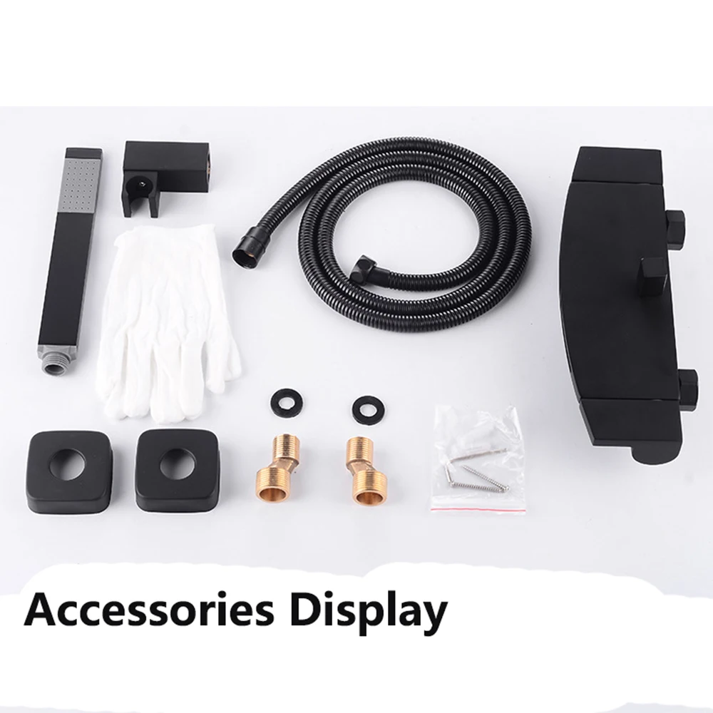 Universal Waterfall Thermostat Bathroom Shower Faucet Set with Handheld Showerhead Wall Mounted Brass Bathtub Hot&Cold Mixer Tap 6