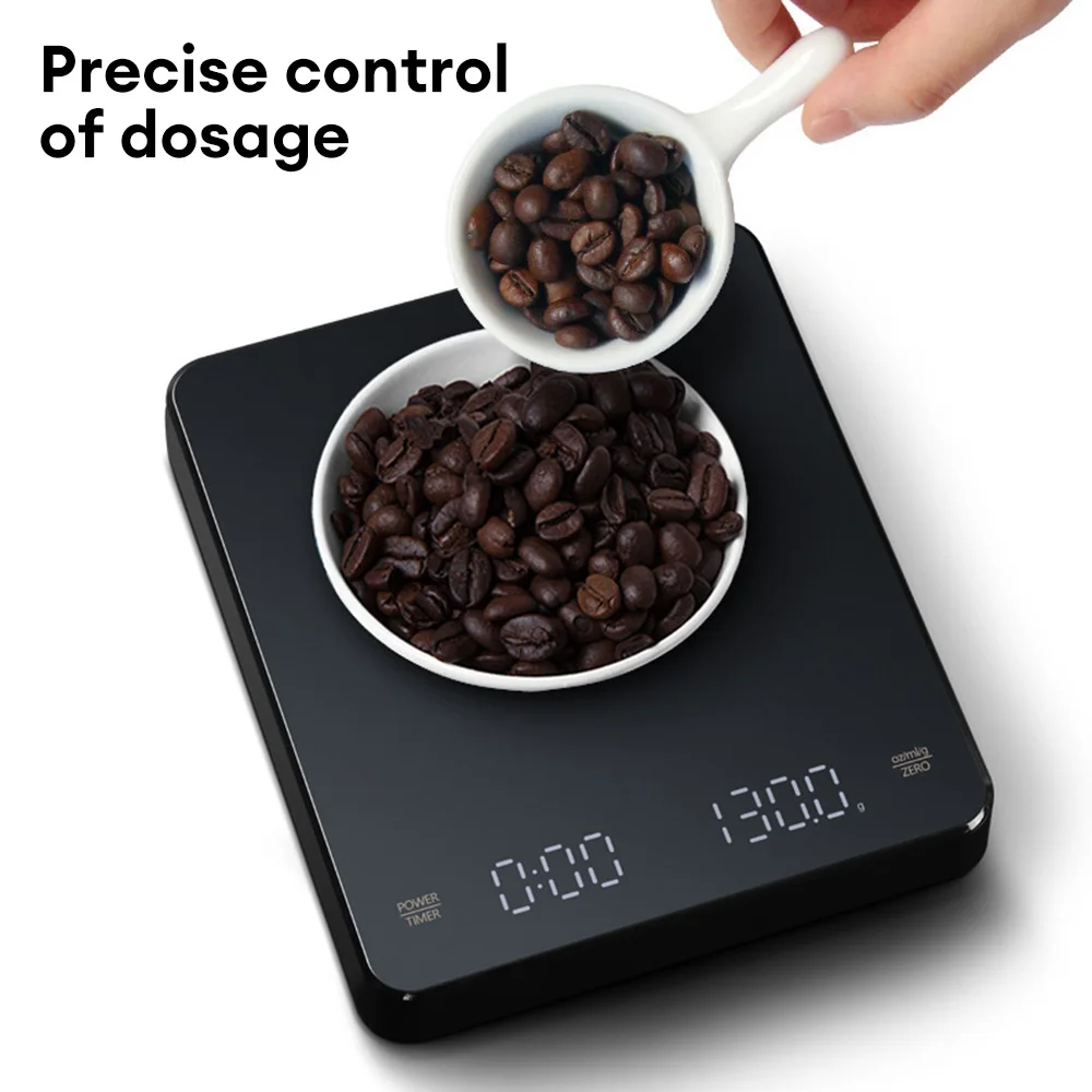 Digital Coffee Scale with Timer LED Screen Espresso USB 3kg Max.Weighing 0.1g High Precision Measures in Oz/ml/g Kitchen Scale