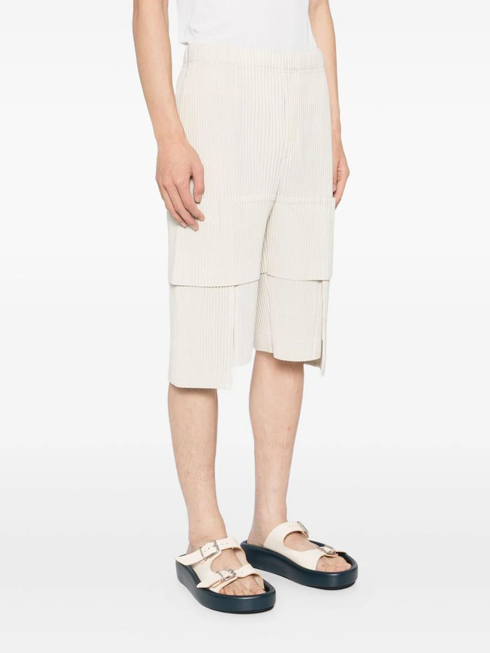 TIANPEI Pleated Plisse Homme Multi Pocket Cargo Short Pants 4