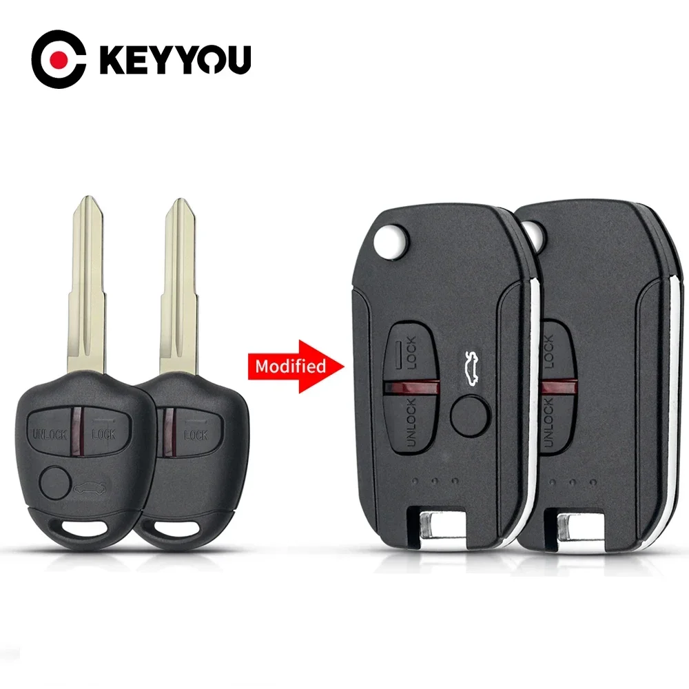 KEYYOU 2/3 Button Modified Flip Car Remote Key Shell Case For Mitsubishi New ASX GRANDIS Outlander LANCER-EX Right Left Blade