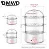 2L Mini Household Electric Food Steamer with Timer Knob control Auto Shut-off Visualization Food Warmer 3 layers Egg Boiler 6