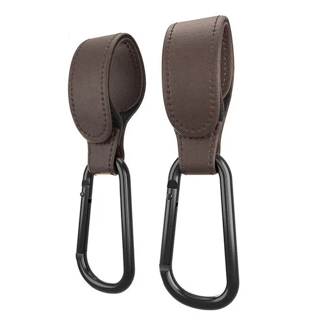 Premium PU Leather Stroller Organizer with 360° Rotatable Hooks, High-Quality Crochet Accents