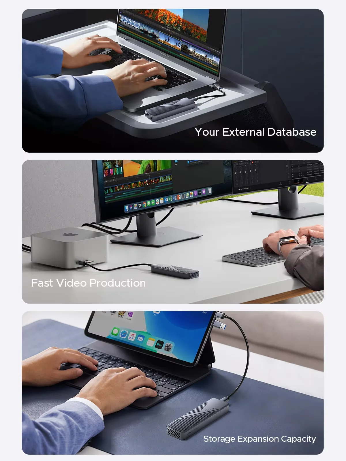 ORICO USB4 40Gbps 쿨링 팬이 있는 8TB PCIe4.0 NVME 인클로저 알루미늄 케이스, 맥 미니 아이맥 호환 썬더볼트 3/4