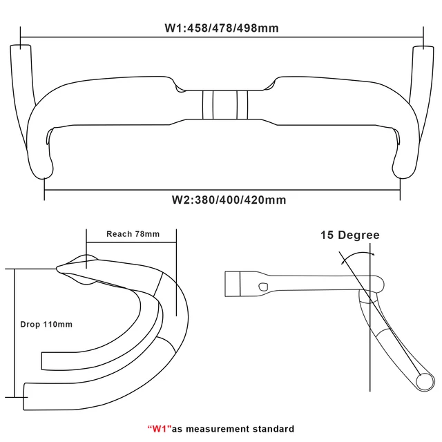 Manubrio Drop In Carbonio Per Gravel Bici - 31.8x458mm Opaco Nero/Red - Foto 9