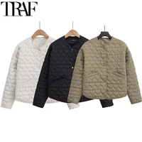 TRAF Womens Coats Winter Solid Parkas Autumn Heart Padded Jacket Long Sleeve Quilted Jacket Woman Lightweight Padding Outerwears 1