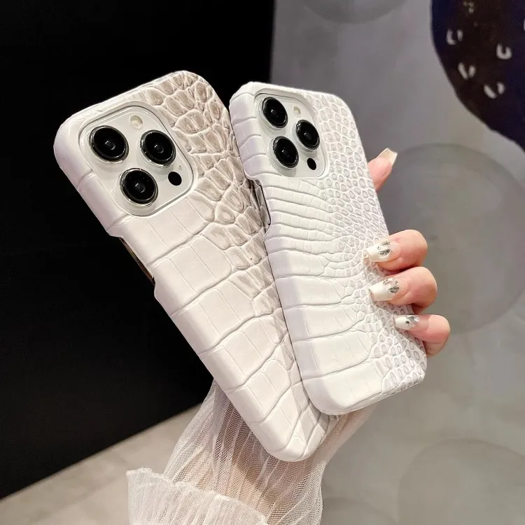 Crocodile Grain Leather Case iPhone 16 13 14 11 12 15 Pro Max XR XS 17air 17pro max cases Gradient Hard PC Shockproof Cover