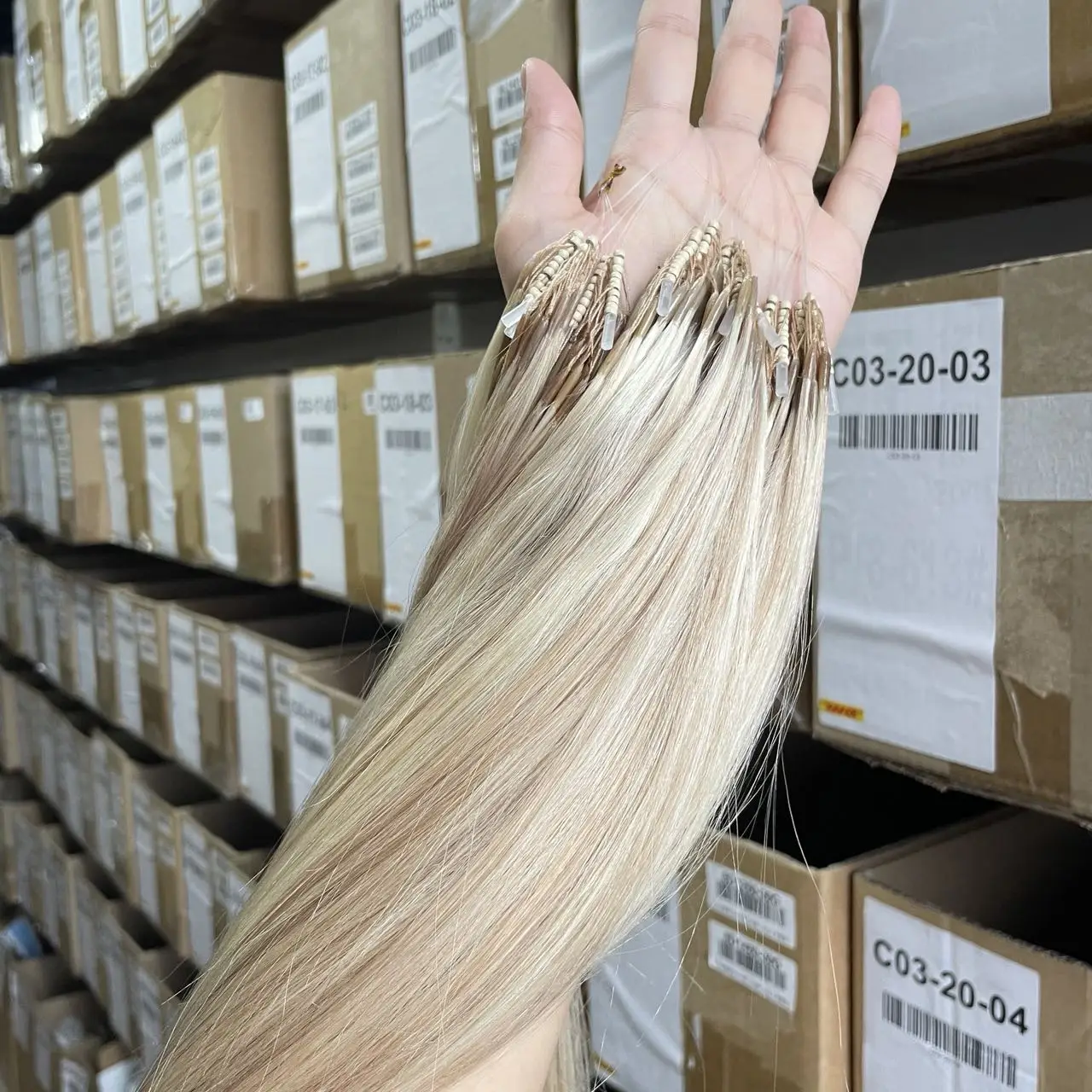 Highlight 8D Hair Extensions 12-20 inches Lightweight 30G 50PCS Micro Beads Ring Human Hair Micro Loop