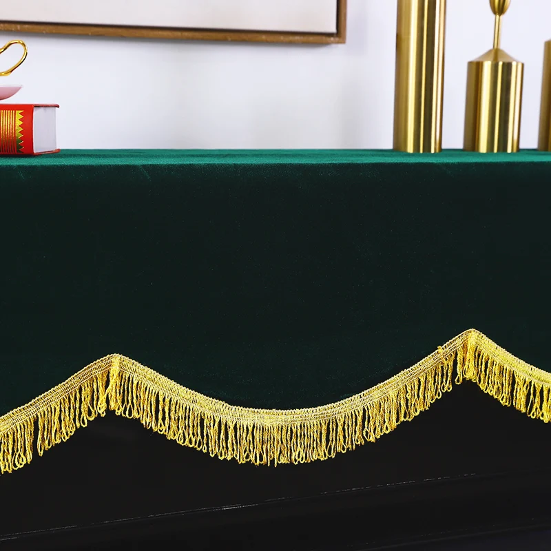 Classical Velvet Piano Cover With Tassel Christmas Home Decoration Half Dust Cover Cloth Piano Protective