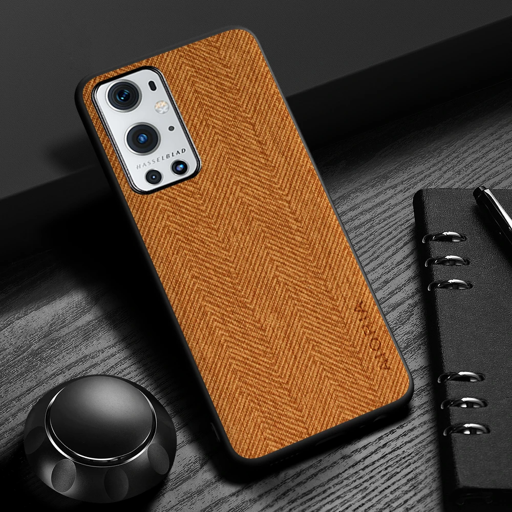 Sleek and Durable Leather Wood Grain Phone Case