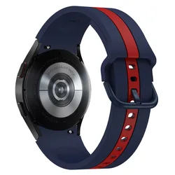 Premium Silicone No-Gap Bracelet Strap for Smartwatch - Various Sizes (Midnight blue red)